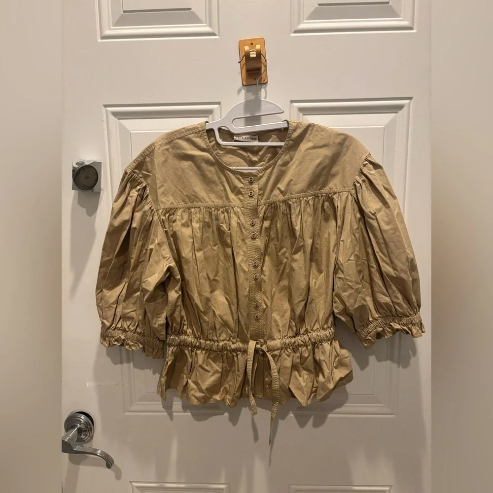 Ulla Johnson Minnie Gathered Blouse In Beige Cotton